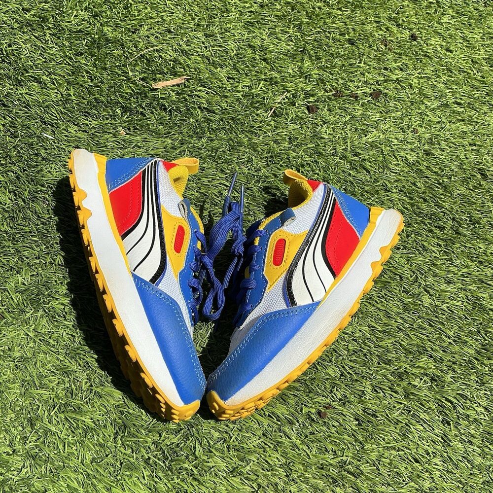 Puma Future Rider Kids Size 13C Blue White Red Yellow Sneakers Lace Up
